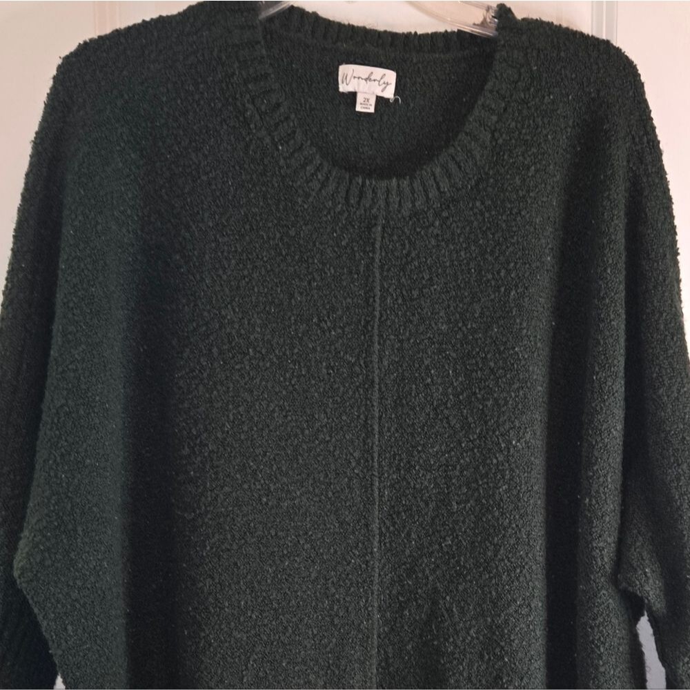 Wonderly Oversized Chunky Hunter Green Fuzzy Sweater - Picture 3 of 8